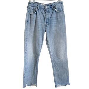 Agolde Women’s A056F-1206 Riley Crop High Rise Straight Light Wash Jeans 30